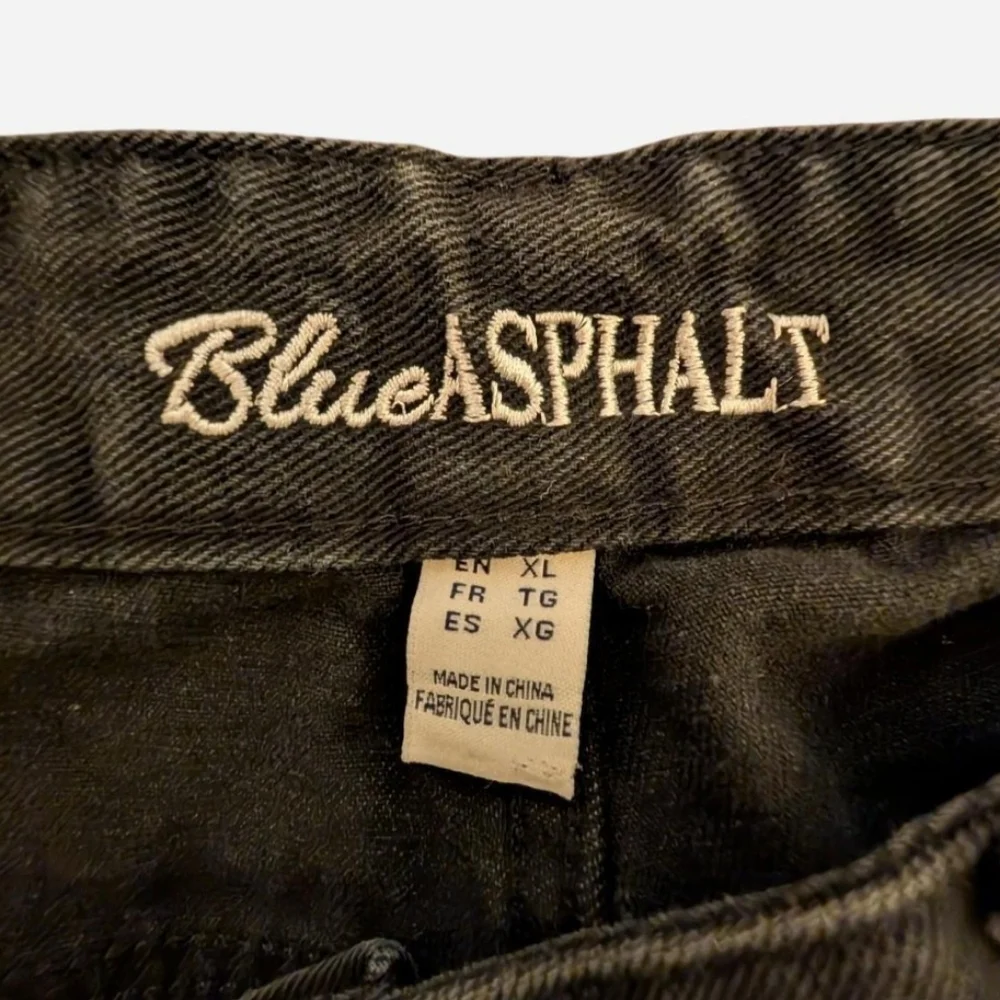 Blue Asphalt Y2K Black Wide Leg Rhinestone Jeans‎ Womens Size XL Vintage Glam